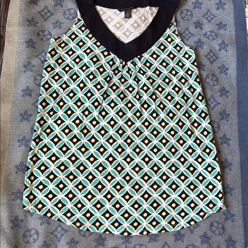 Tommy Hilfiger Geometric Green and Blue Women's Top EUC